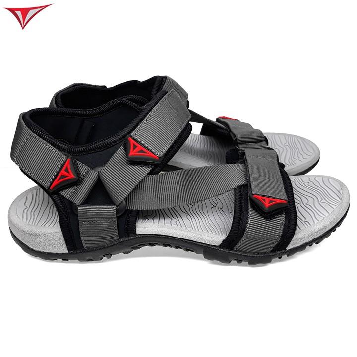 Sandal Việt Thủy màu xám, quai chéo với biểu tượng VT màu đỏ